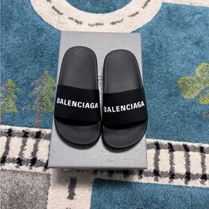 Balenciaga Black Pool Kids Slides